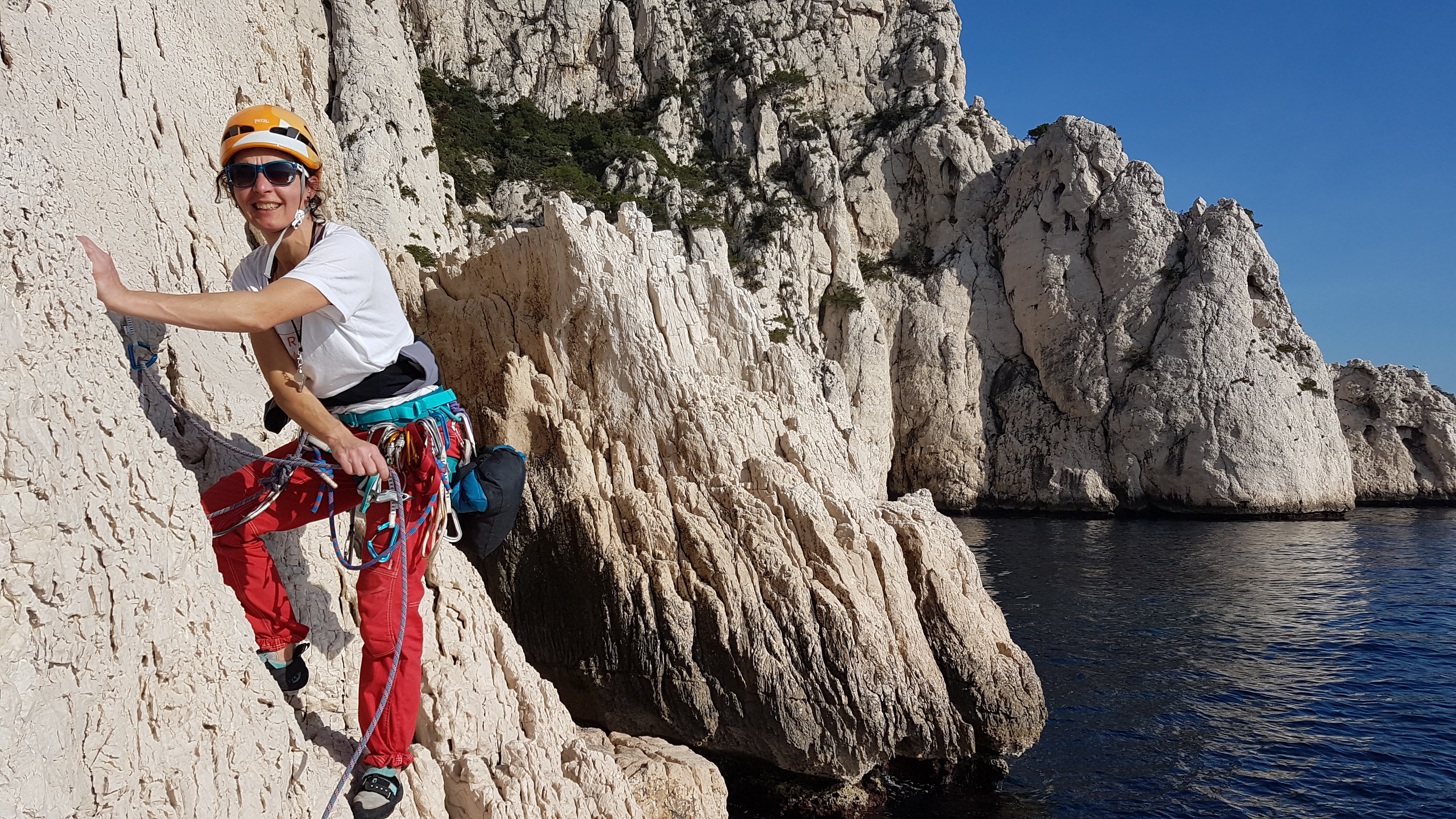 escalade calanques marseille avec un guide